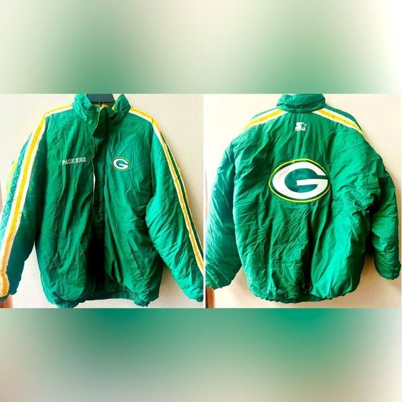Vintage 90’s Green Bay Packers StarterPuffy Lined Stadium Jacket Size XL